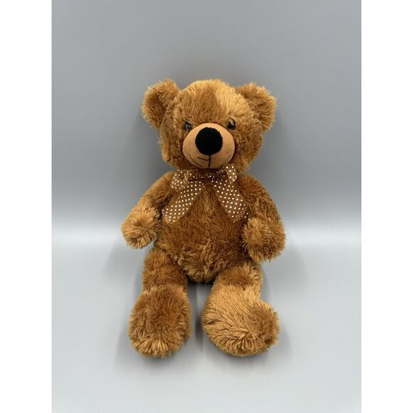 Mai Toi Teddy Bear 12 Inch Brown Stuffed Animal Plush W/ Ribbon Bow Tie - Picture 1 of 7